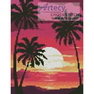 Mini Sunset with Palm Trees (Igorij - Vectorstock)
