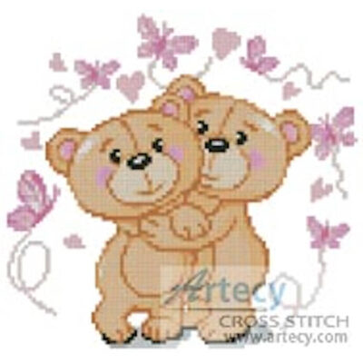 Mini Teddies in Love (Pink) (Dazdraperma - Vectorstock)