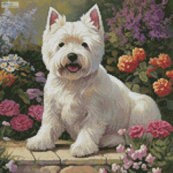 Mini West Highland Terrier in a Garden (T Clarke using Midjourney AI)