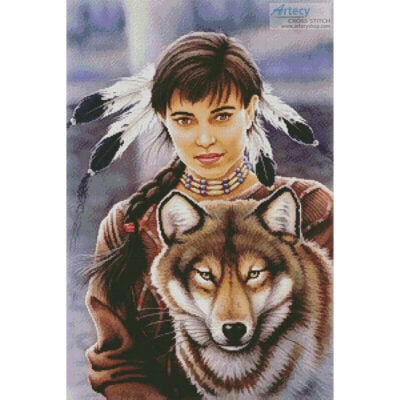 Native American Maiden and Wolf (Howard Robinson)