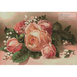 Pink and Apricot Roses (antique print)