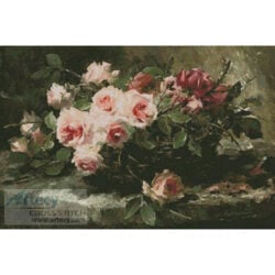 Pink Roses in a Basket (Frans Mortelmans)