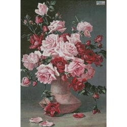 Pink Roses in a Vase 2 (Large) (an antique print)