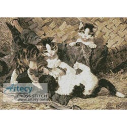 Playful Kittens in a Basket (Art Renewal Centre)