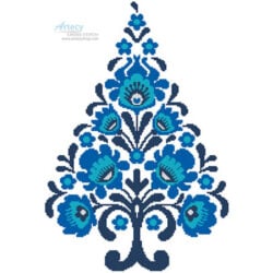 Polish Folk Art Christmas Tree Blue (Ancymonic)
