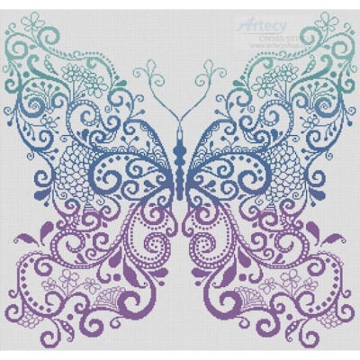 Purple Blue Green Butterfly (Olga Drozd - Vectorstock)