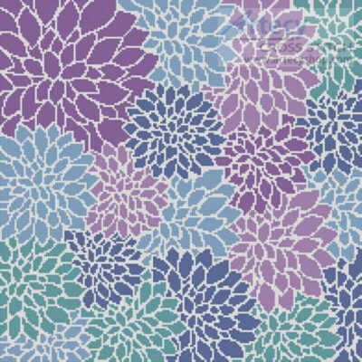 Purple Blue Turquoise Flowers Cushion (Karen Arnold)