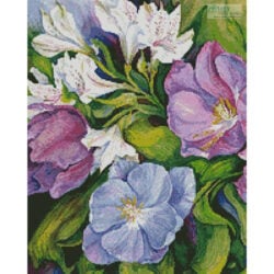Purple Tulips and White Alstroneria (Crop) (Joanne Porter/ Art Licensing)