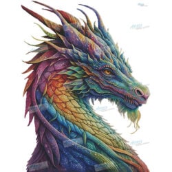 Rainbow Dragon 2 (Large) No Background (T Clarke using Midjourney AI)
