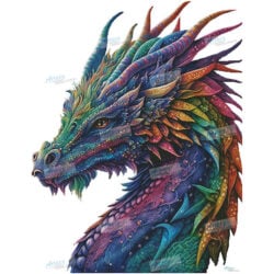 Rainbow Dragon (Large) No Background (T Clarke using Midjourney AI)