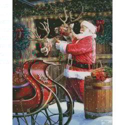 Santa Feeding the Reindeer (Large) (Larry Jones)