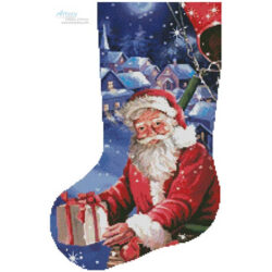 Santa in a Hot Air Balloon Stocking (Left) (Simonetta Ubbiali)