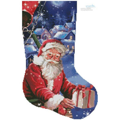 Santa in a Hot Air Balloon Stocking (Right) (Simonetta Ubbiali)