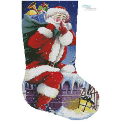 Santa's Here Stocking (Right) (Interlitho)