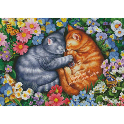 Sleeping Kittens in Flowers (Large) (Image World/AP)