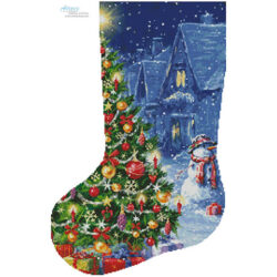 Snowman and Christmas Tree Stocking (Left) (Interlitho)