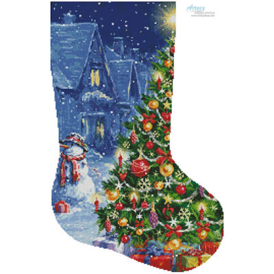 Snowman and Christmas Tree Stocking (Right) (Interlitho)