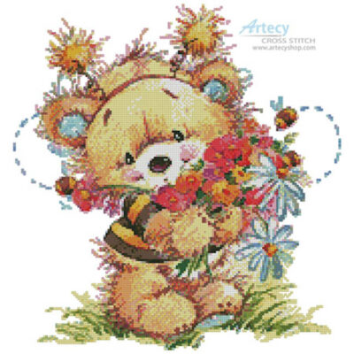 Teddy Bee with Flowers 2 (Lena Faenkova)
