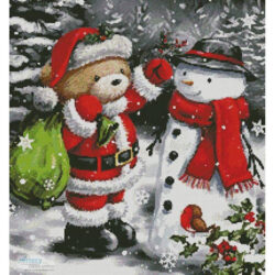 Teddy Santa with Snowman (Crop) (Ron Manning)