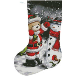 Teddy Santa with Snowman Stocking (Left) (Ron Manning)