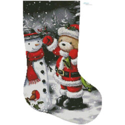 Teddy Santa with Snowman Stocking (Right) (Ron Manning)
