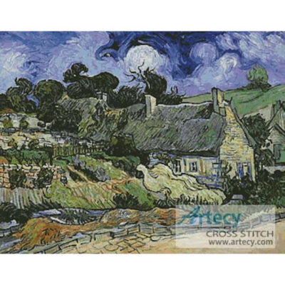Thatched Cottage at Cordeville (Large) (Vincent van Gogh)