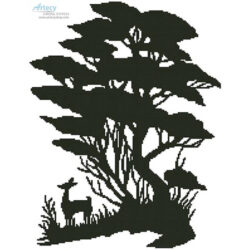 Tree and Deer Silhouette (Dover)
