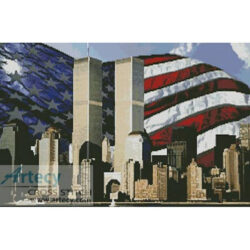 Twin Towers and Flag