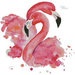 Watercolour Flamingos (Evgenia Silaeva)