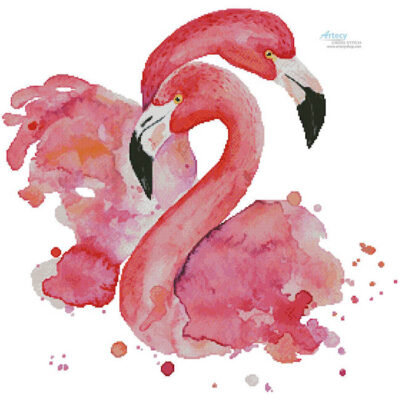 Watercolour Flamingos (Evgenia Silaeva)