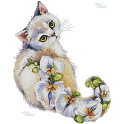 White Orchids Cat (Lena Faenkova)