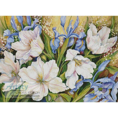 White Tulips and Blue Iris (Joanne Porter/ Art Licensing Int'l)