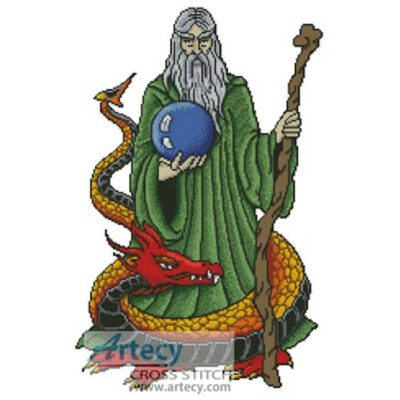 Wizard Dragon (Dover, then coloured by Tereena Clarke of Artecy Cross Stitch)