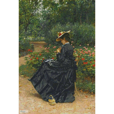 Woman Sewing in Garden (Facebook Group) (Marie-Francois Firmin-Girard)