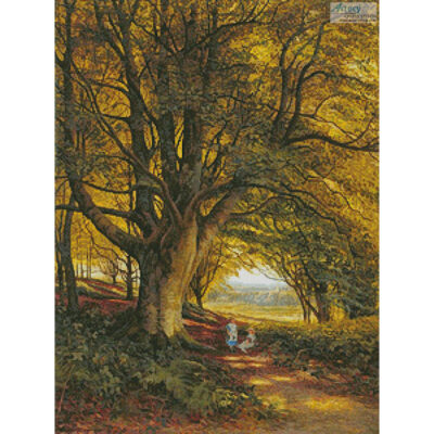 Woodland Scene in Summer with Children on a pat (Bonomi Edward Warren)
