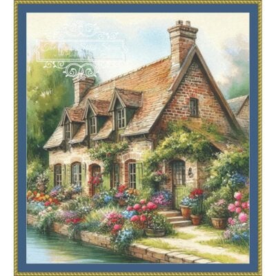 English Cottage Along Canal - (Fantasy Digitals)