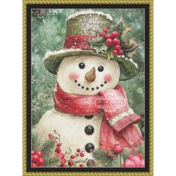 Pink and Green Snowman - (Unique Art  Factory)