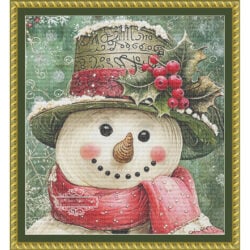 Pink and Green Snowman (crop) - (Unique  Art Factory)