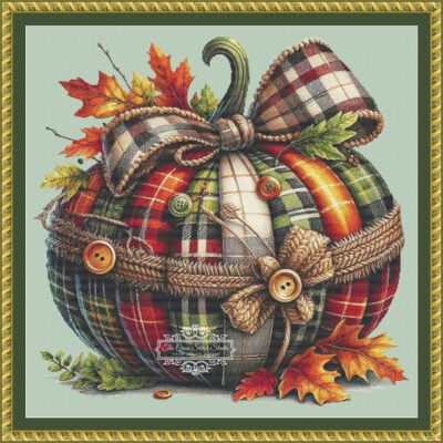 PlaidPumpkin-420x420-v7.2-FRAMED Plaid Pumpkin - (Jung)