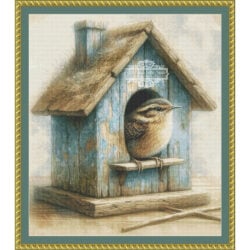 Weathered Blue Birdhouse - (Fantasy  Digitals)