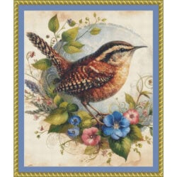 Wren with Flowers - (Fantasy Digitals)