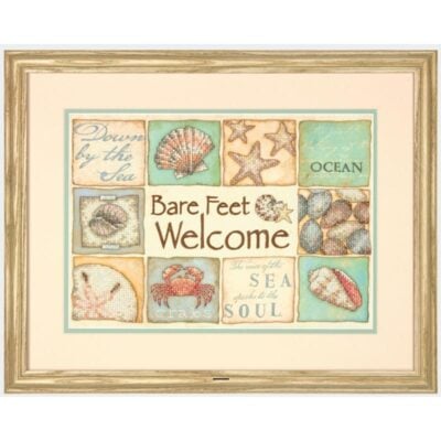 Stamped/Printed Cross Stitch Kit: Bare Feet Welcome