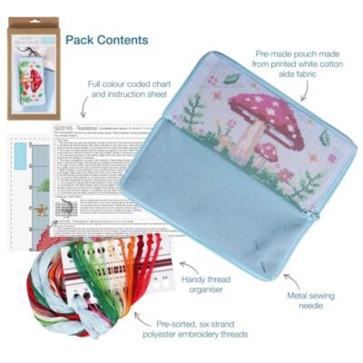 Tapestry Kit: Stitch Your Own Glasses Case: Toadstool