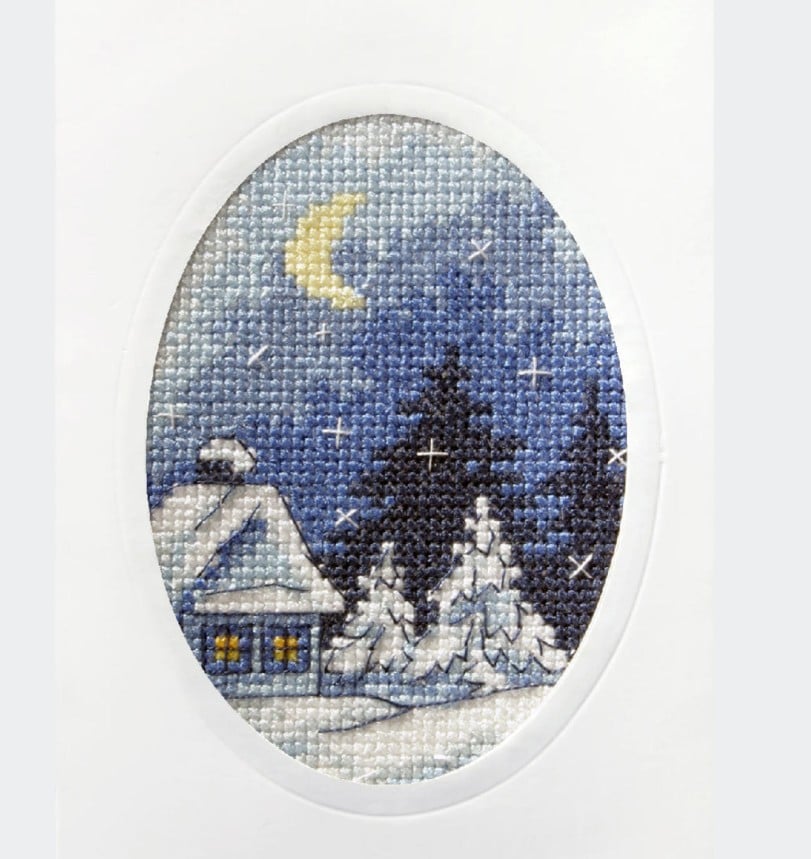 Cross Stitch Kit: Greetings Card: Twilight Winter Scene