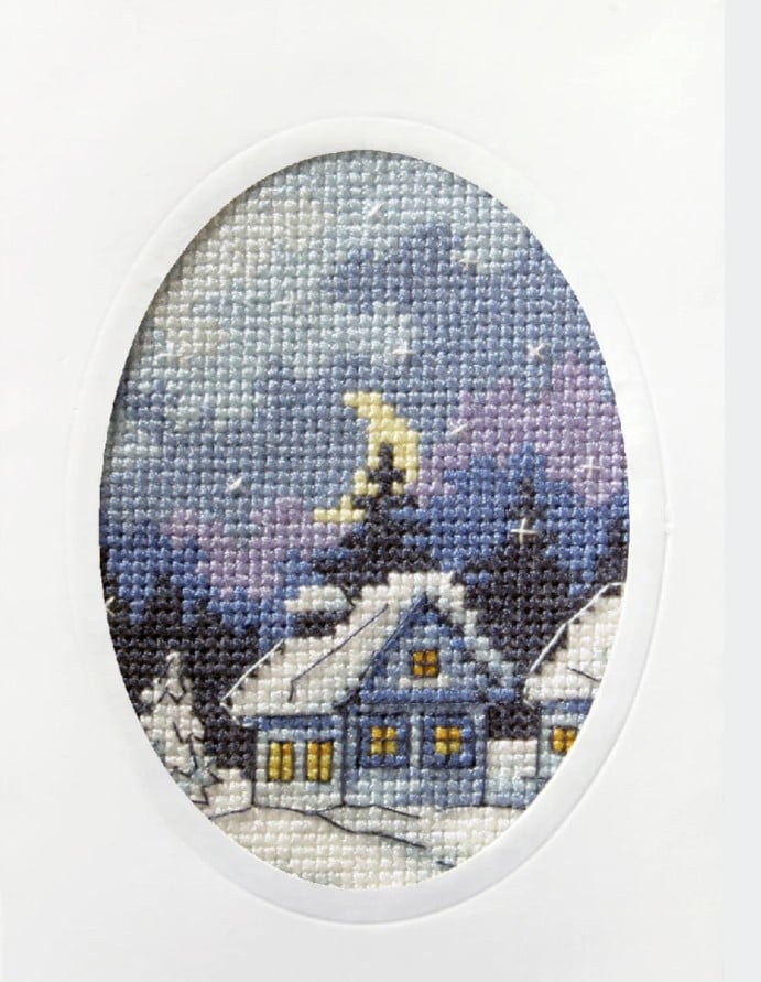 Cross Stitch Kit: Greetings Card: Twilight Cottage