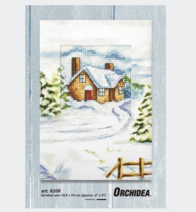 Orch6208-a Cross Stitch Kit: Greetings Card: House in Winter