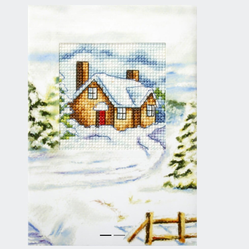 Cross Stitch Kit: Greetings Card: House in Winter