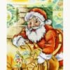 Cross Stitch Kit: Greetings Card: Santa Claus with Gifts